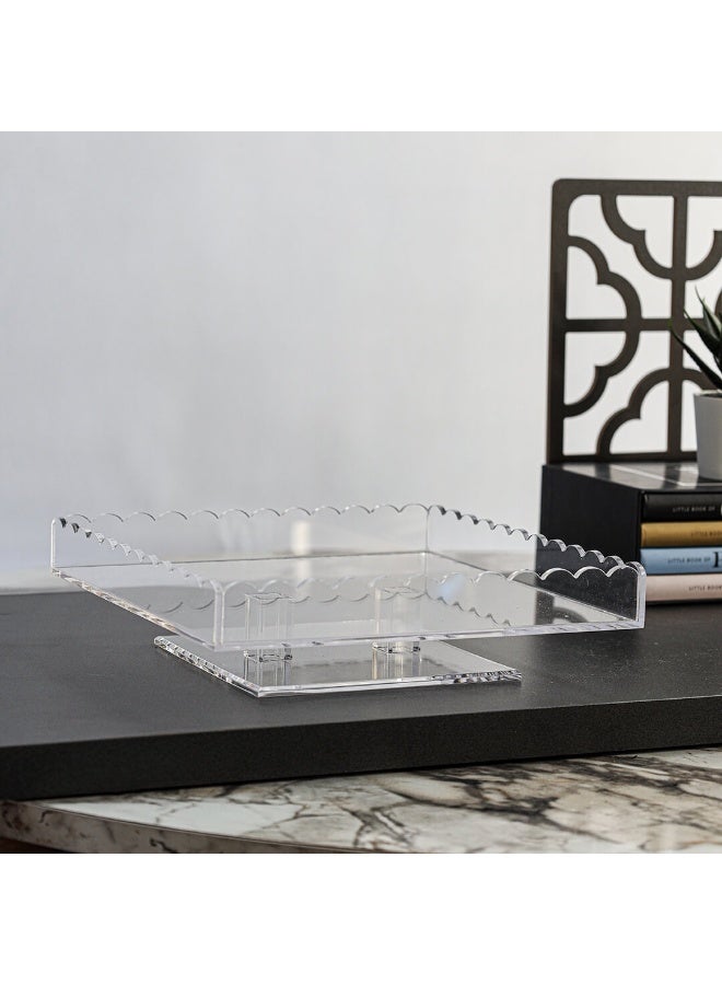 Si Bonne Premium Elevated Acrylic Gift Box Display Tray with Scalloped Edges – Clear Decorative Serving Stand for Chocolates, Dates, Desserts and Party Favors for Weddings, Eid, Birthdays and Special Occasions - Image 2